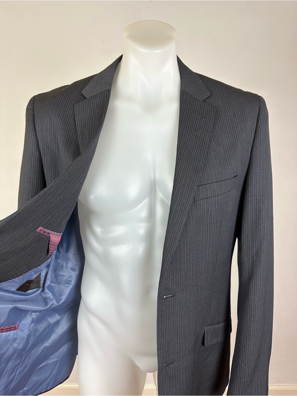 Butler and Webb Men's Gray Pinstripe Blazer